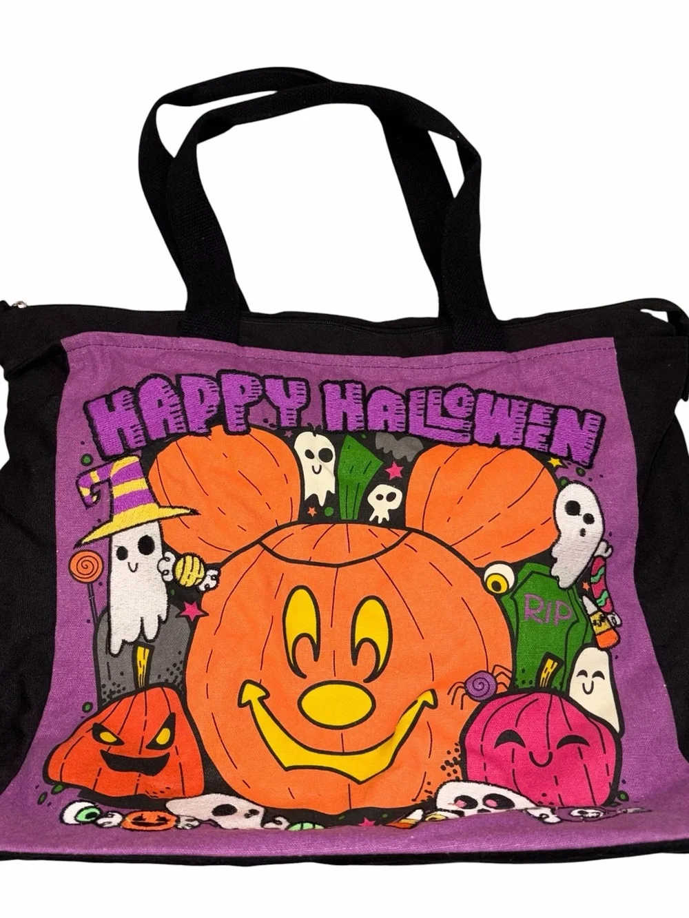 Disney Parks Black Canvas Halloween Tote Bag